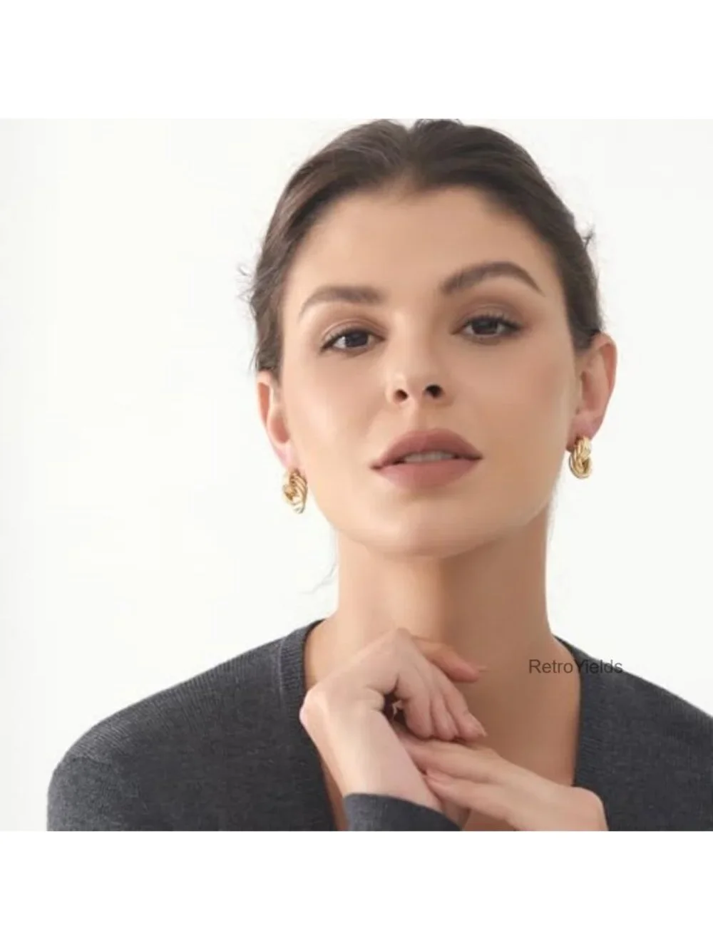 Chunky Gold Knot Circle Drop Dangle Earrings for Women Trendy Hypoallergenic